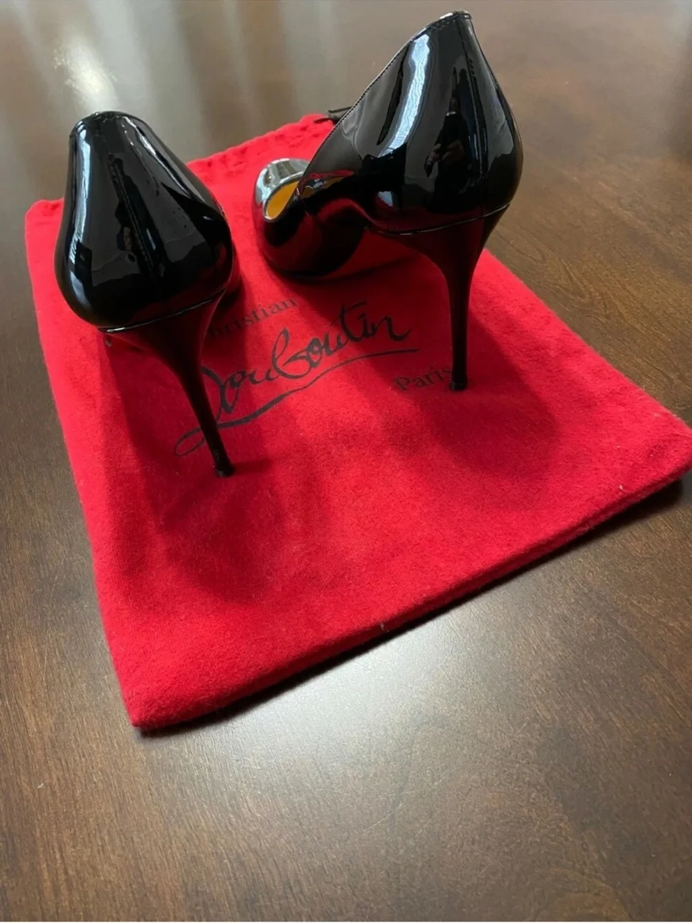 Christian Louboutin Black Patent Leather Stiletto Pumps- fifi
